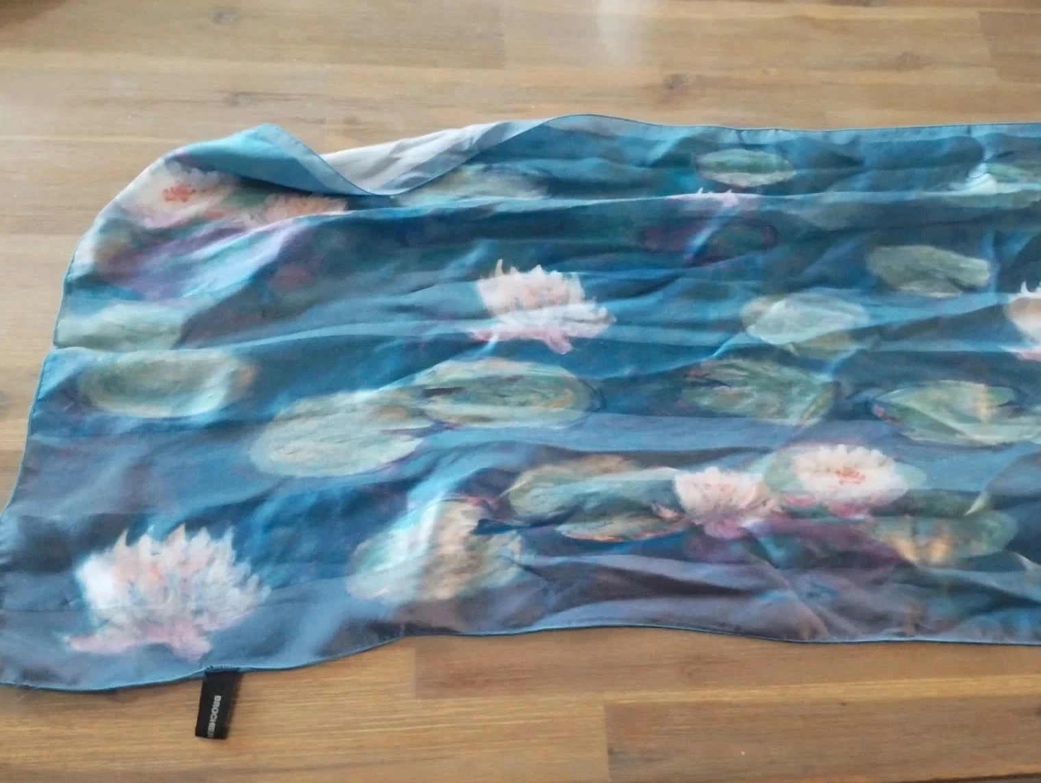 Fular com motivo de nenúfar Monet, 100% seda – photo 5